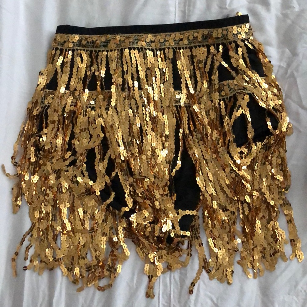 Boohoo Gold bikini tassle bottoms